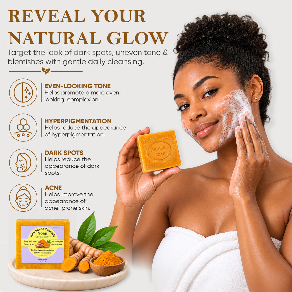 Turmeric Soap for face & body handmade 100% natural with raw shea butter cold press safe for sensitive skin treats acne reduce dark spots & hyperpigmentation for face & body