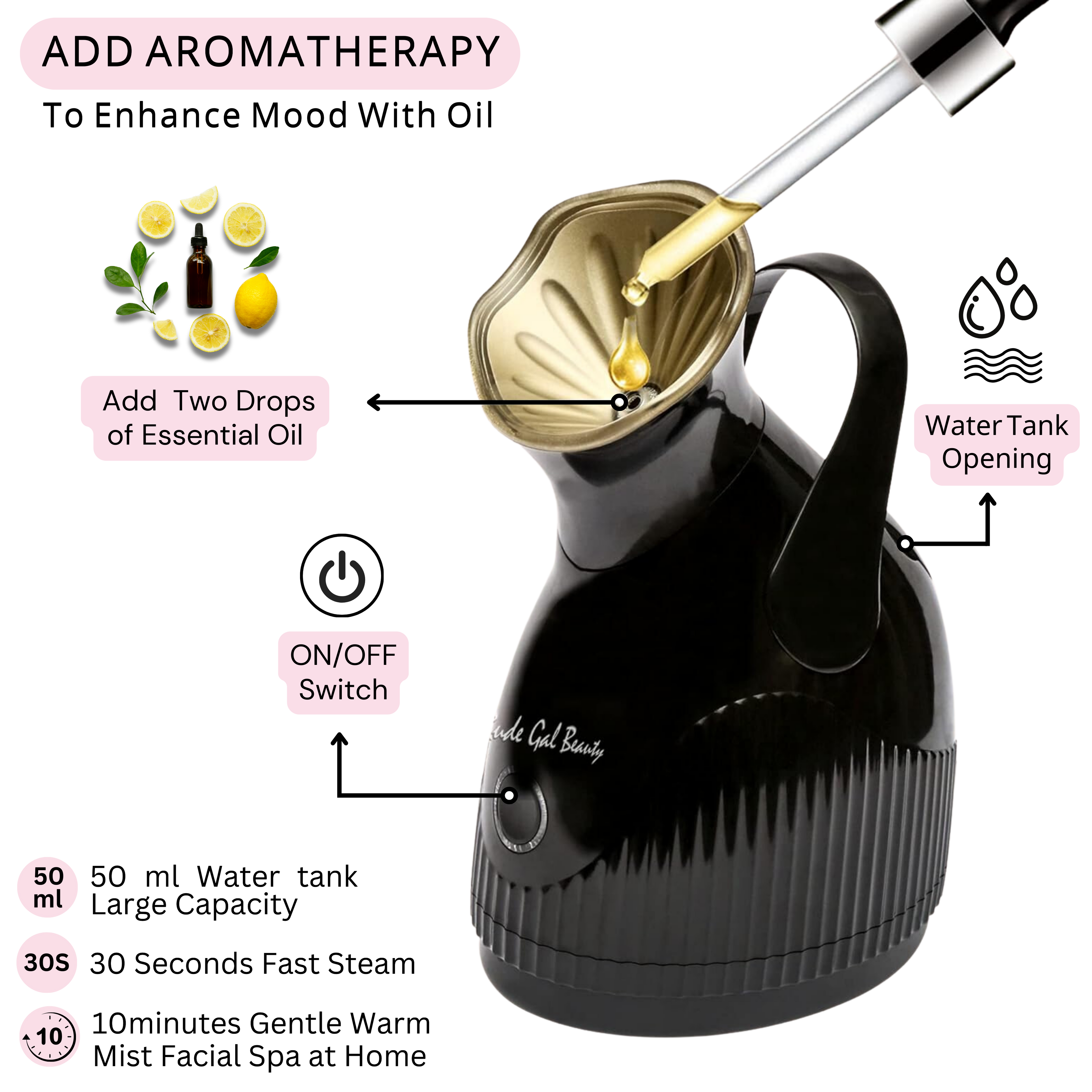 Hot Mist Steamer for face and hair warm mist portable sauna BLACK