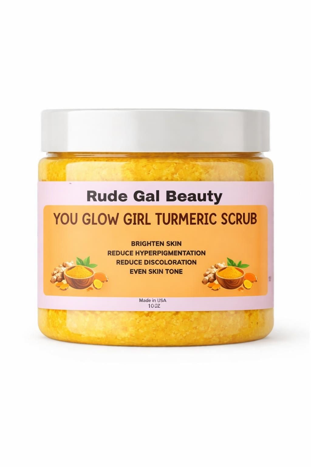 You Glow Girl Organic Turmeric Exfoliating Body Scrub made with raw honey brighten bikini line & dark underarms & remove razor bumps 10 0Z.