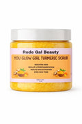 You Glow Girl Organic Turmeric Exfoliating Body Scrub made with raw honey brighten bikini line & dark underarms & remove razor bumps 10 0Z.