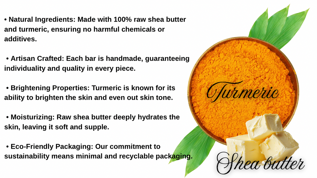 Turmeric Soap for face & body handmade 100% natural with raw shea butter cold press safe for sensitive skin treats acne reduce dark spots & hyperpigmentation for face & body